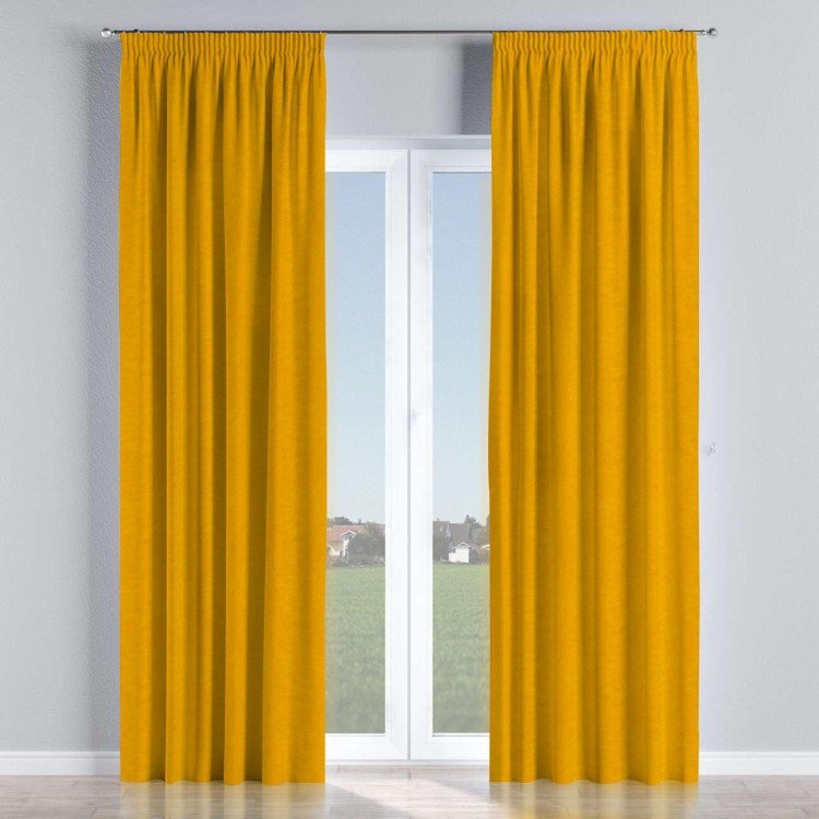 Комплект штор на тесьме «Карандаш», вельвет цвет желтый
