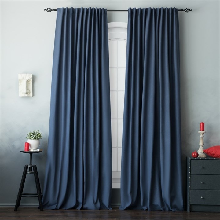 Комплект штор из насыщенного темно-синего цвета